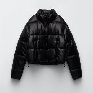 Zara Faux Leather Puffer Jacket